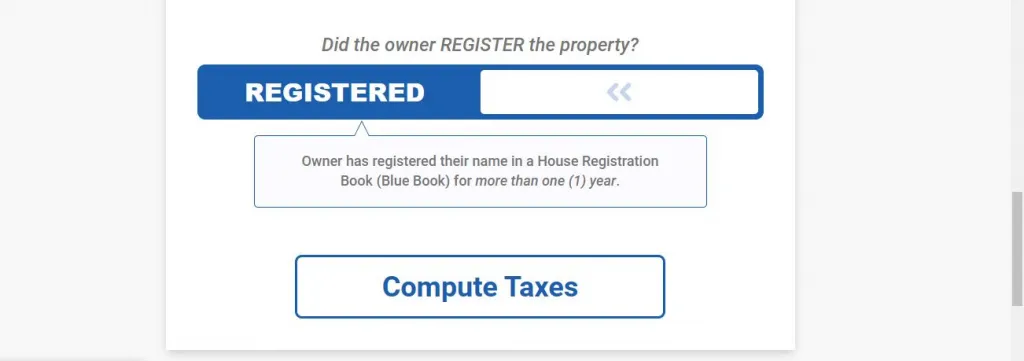 Property registration confirmation with 