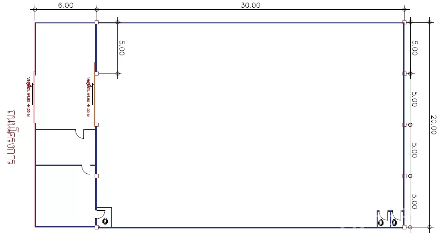 工厂 出租在Bang Sao Thong, Samut Prakan - 工厂平面图，显示20×36米无柱区与办公区布局。