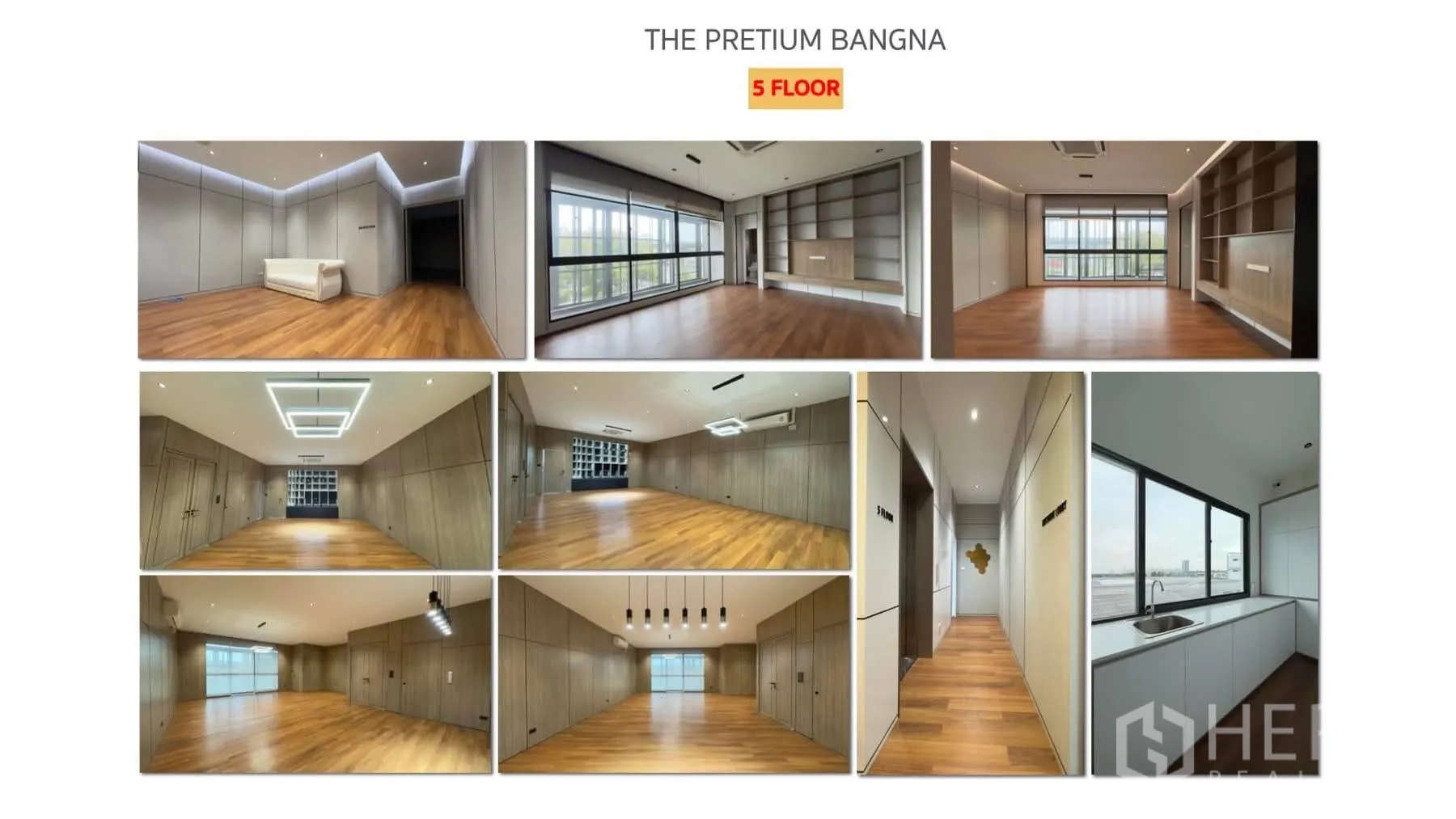 Home Office for rent or sale in Bang Phli, Samut Prakan - Photo collage of fifth‑floor executive rooms and pantry.