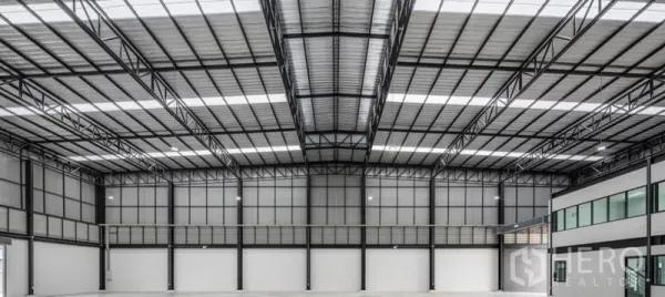 คลังสินค้า ให้เช่าในBang Sao Thong, Samut Prakan - ภายในโกดังเพดานสูง โครงหลังคาเหล็ก พร้อมสกายไลท์รับแสงธรรมชาติ