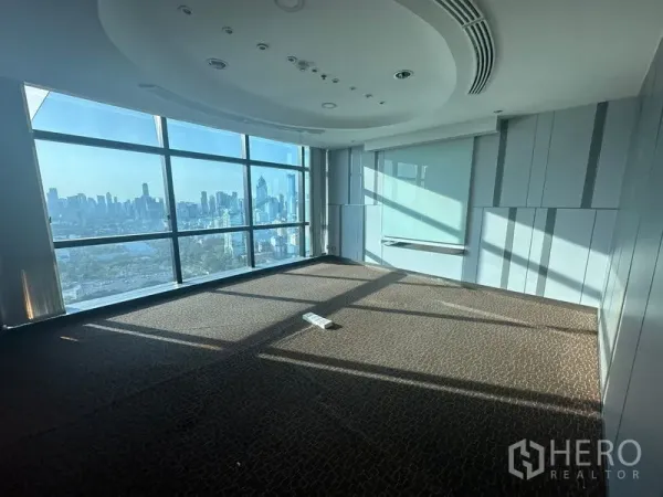 Office Space for rent in Watthana, Bangkok - Executive meeting room featuring circular ceiling detail and wide city panorama.
