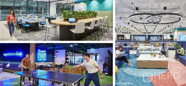 办公空间 出租在Pathum Wan, Bangkok - 联合办公设施拼图：流动工位、舒适休闲区与乒乓球游戏区