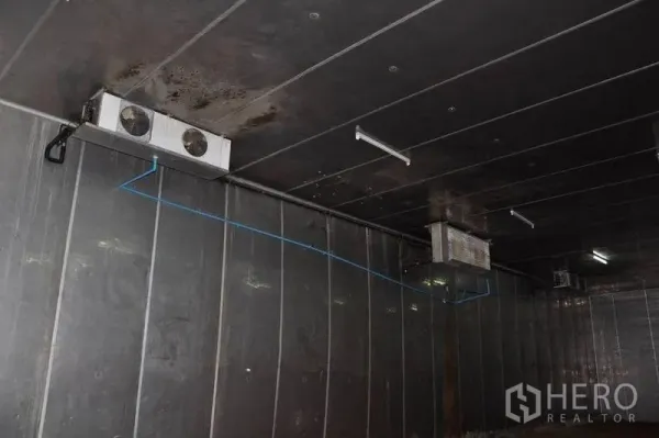 คลังสินค้า ให้เช่าในPathum Thani - คอยล์เย็นติดเพดานและระบบเดินสาย ภายในห้องควบคุมอุณหภูมิ