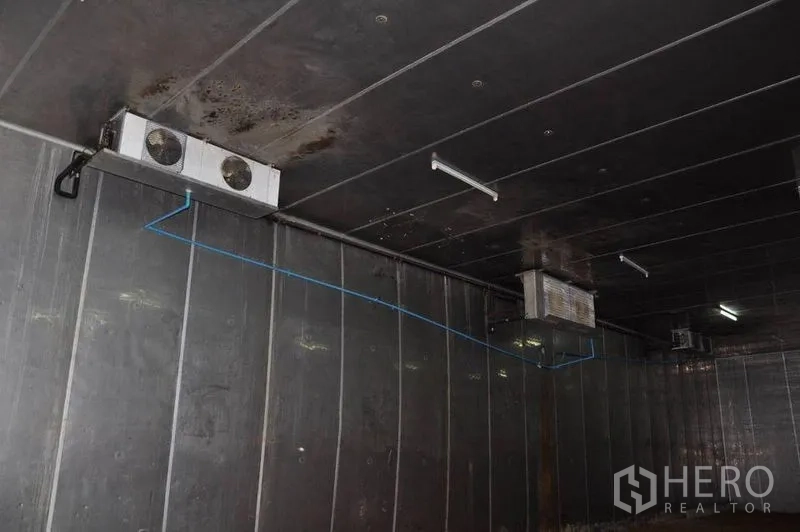 คลังสินค้า ให้เช่าในPathum Thani - คอยล์เย็นติดเพดานและระบบเดินสาย ภายในห้องควบคุมอุณหภูมิ