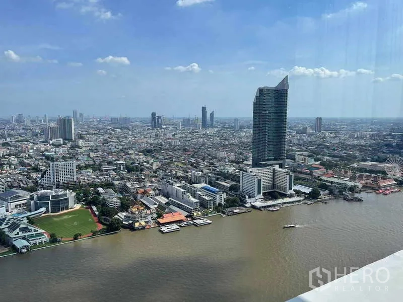 คอนโด ให้เช่า - วิวพาโนรามาแม่น้ำเจ้าพระยาและตึกสูงใจกลางเมืองจากชั้นสูง