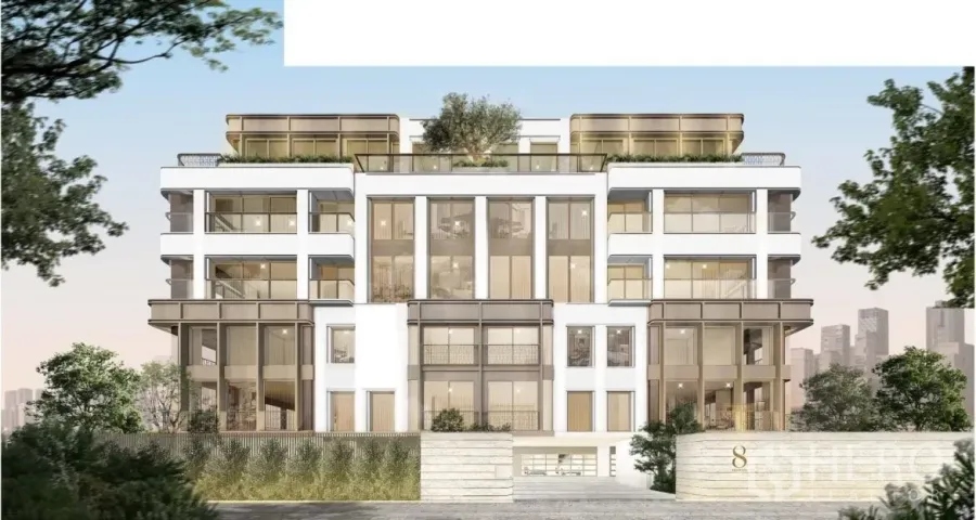 公寓 出售在Watthana, Bangkok - 曼谷瓦他那区 8 Residence Sukhumvit 39 外立面，低密度公寓，落地窗与屋顶花园。