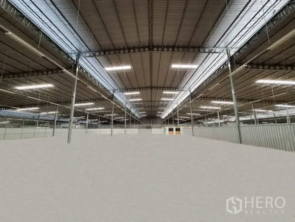 คลังสินค้า ให้เช่าในSi Maha Phot, Prachin Buri - ภายในโกดังกว้าง โปร่ง หลังคาเหล็กสูง มีสกายไลท์และไฟ LED