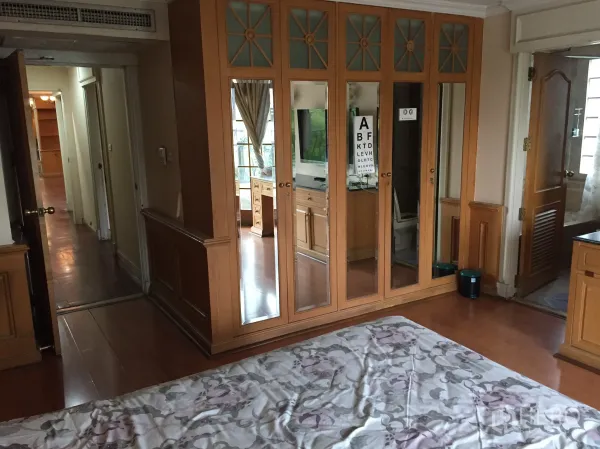 คอนโด ให้เช่าในKhlong Toei, Bangkok - ตู้เสื้อผ้าบิวท์อินบานกระจก มุมมองทางเดินและประตูสู่ห้องน้ำในตัว