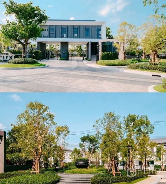 Detached House for rent in Bang Phli, Samut Prakan - Gated entrance and landscaped communal garden within the estate.