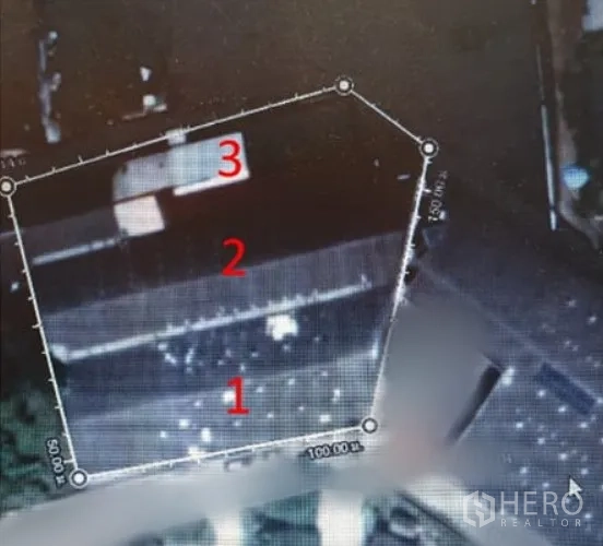 Warehouse for rent in Bang Khun Thian, Bangkok - Aerial site plan showing the outlined land plot and building footprint of the warehouse.