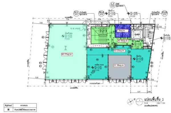 พื้นที่ขายปลีก ให้เช่าในWatthana, Bangkok - แปลนผังพื้นที่ร้านค้า 160 ตร.ม. แสดงโซน ลิฟต์ และห้องน้ำ
