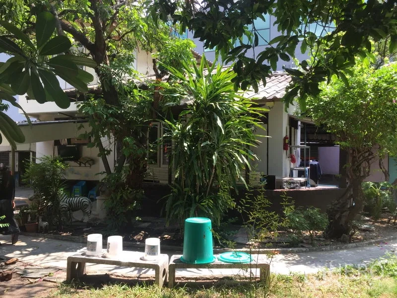 บ้าน ให้เช่าในKhlong Toei, Bangkok - สวนร่มรื่นและเฉลียงหน้าบ้านของบ้านเดี่ยวสองชั้นในคลองเตย กรุงเทพฯ