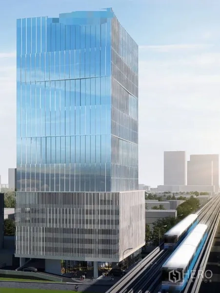 สำนักงาน ให้เช่า - อาคารสำนักงานกระจกสมัยใหม่ติดแนวรถไฟฟ้า BTS ในพระโขนง
