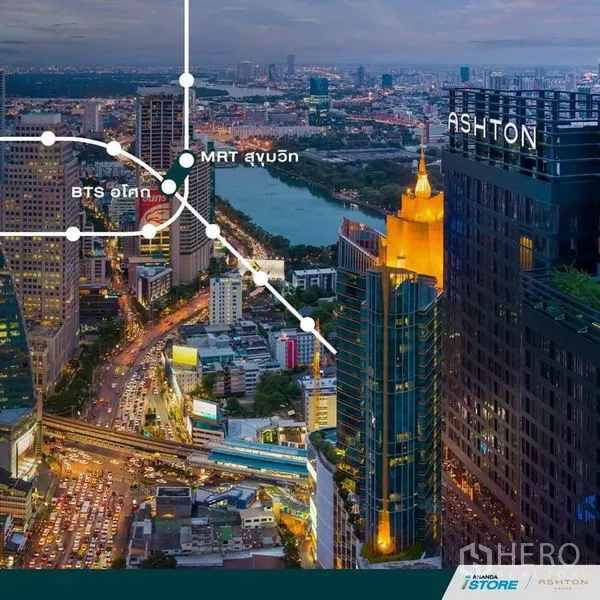 คอนโด ให้เช่าหรือขายในWatthana, Bangkok - กราฟิกแผนที่แสดงความใกล้ BTS อโศก และ MRT สุขุมวิท