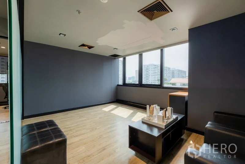 Office Space for rent - Corner lounge or private room with panoramic windows and skyline views.