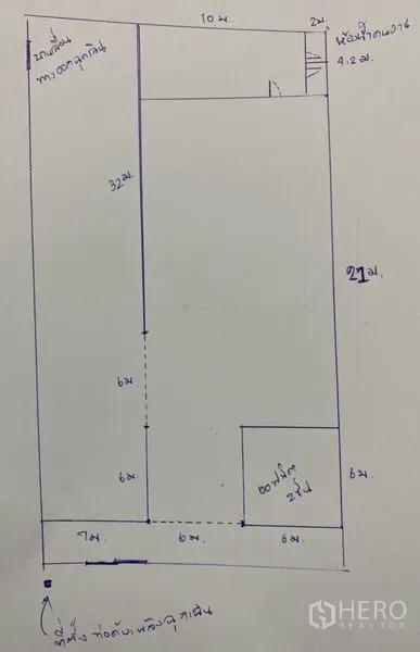 คลังสินค้า ให้เช่าในSamut Sakhon - ผังพื้นโกดังแสดงขนาดพื้นที่และตำแหน่งห้องน้ำ