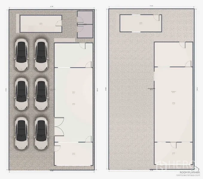 独立商业地产 出租或出售在Bang Na, Bangkok - 两层平面图，含多间房与可停六车的停车位