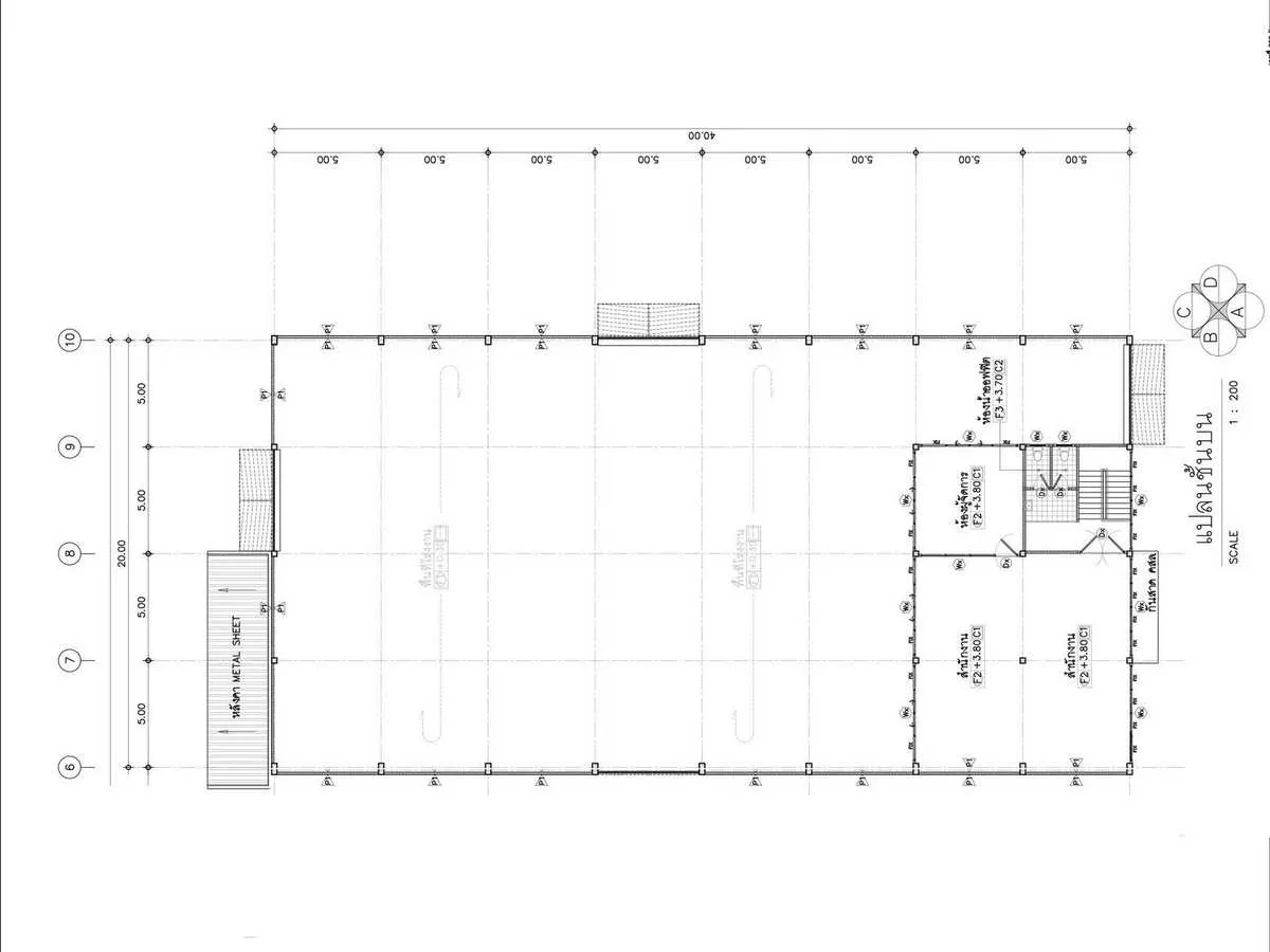 Factory for rent in Samut Prakan - Upper floor plan layout illustrating office rooms and mezzanine.