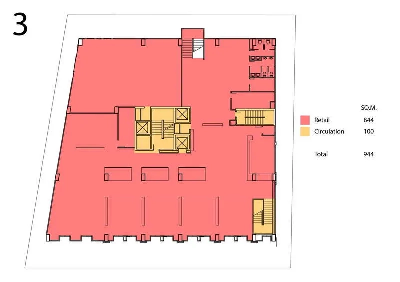 零售空间 出租在Watthana, Bangkok - 三层零售平面图，开放式布局