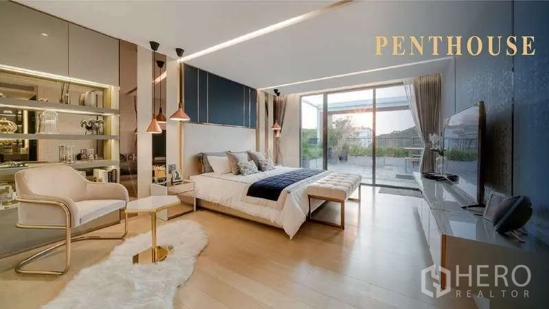 สำนักงานที่บ้าน ขายในSuan Luang, Bangkok - ห้องนอนเพนท์เฮาส์ตกแต่งสวย มีระเบียง