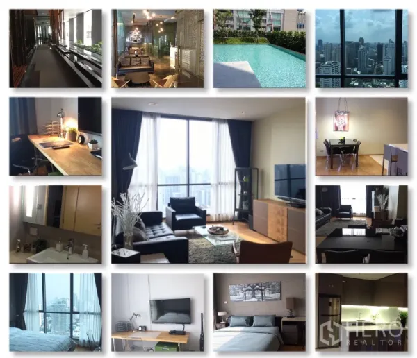 คอนโด ให้เช่าหรือขายในWatthana, Bangkok - ล็อบบี้เลานจ์ตกแต่งร่วมสมัยพร้อมชุดโซฟาและไฟดีไซน์