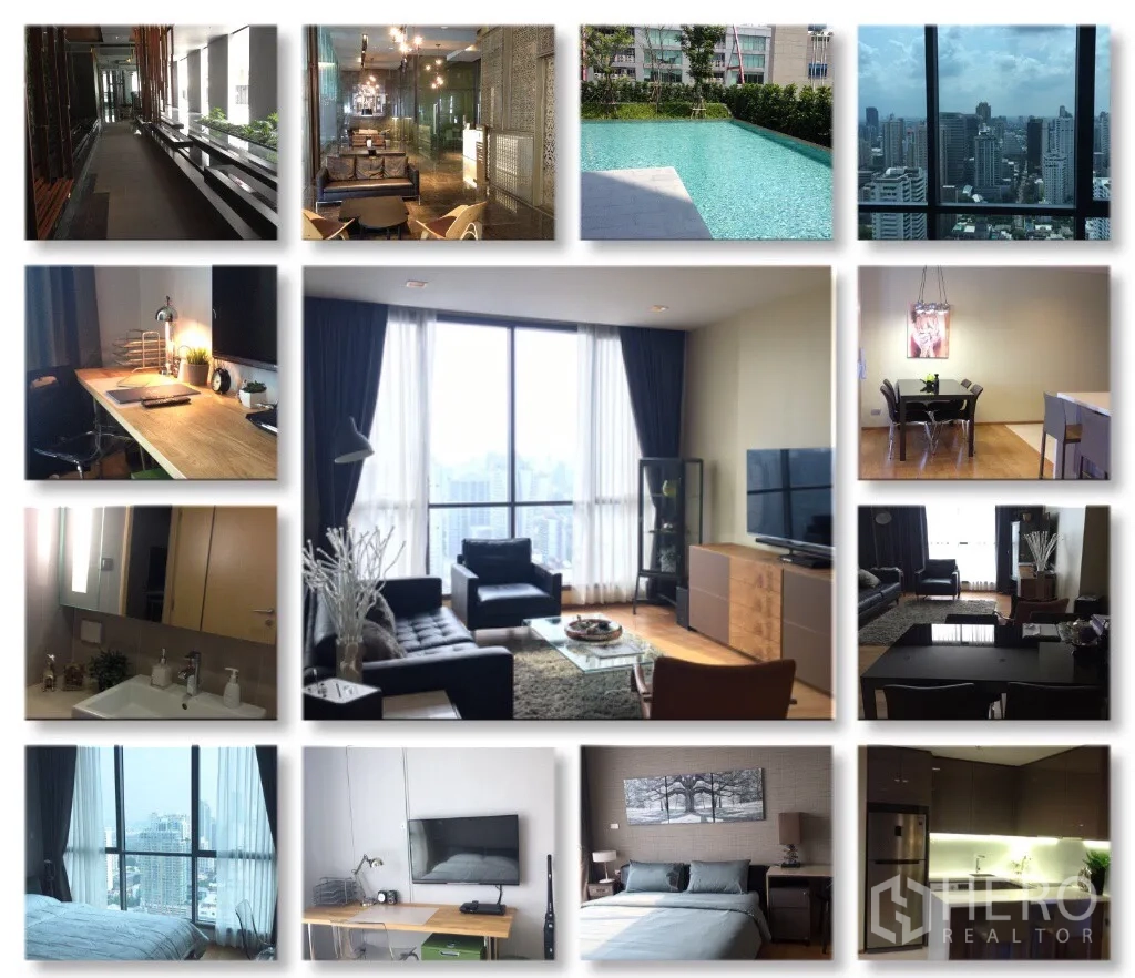 คอนโด ให้เช่าหรือขายในWatthana, Bangkok - ล็อบบี้เลานจ์ตกแต่งร่วมสมัยพร้อมชุดโซฟาและไฟดีไซน์