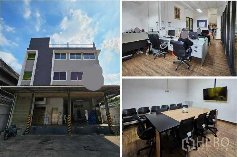 สำนักงาน ให้เช่าหรือขายในWatthana, Bangkok - อาคารสแตนด์อโลน 4 ชั้นพร้อมลานโหลดใต้กันสาด และภาพสำนักงานเปิดโล่งกับห้องประชุม