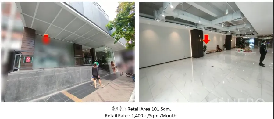 พื้นที่ขายปลีก ให้เช่าในBang Rak, Bangkok - ทางเข้าหน้าร้านติดถนน มีทางเดินใต้กันสาดและผนังกระจก ย่านบางรัก