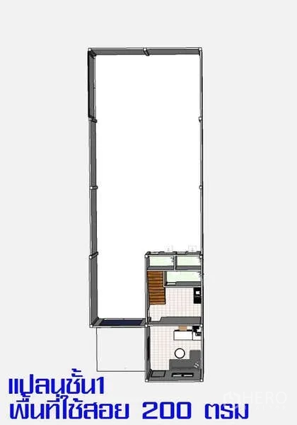 Warehouse for sale in Pathum Thani - Ground-floor plan showing expansive warehouse hall and front office block.
