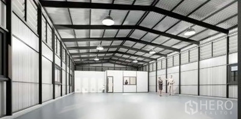 货栈 出租在Lat Phrao, Bangkok - 开放式仓储区，内建办公室与洗手间，设窗户与抛光地面