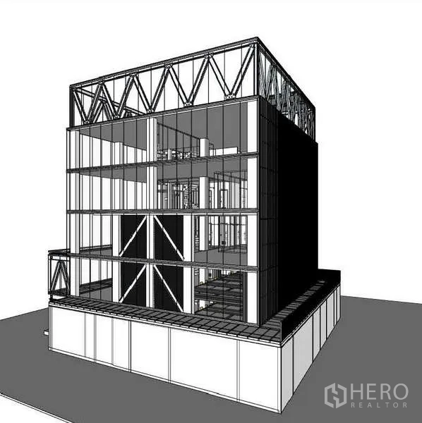 办公空间 出租或出售在Suan Luang, Bangkok - 剖透效果图：多层开放式楼板与核心筒布局。