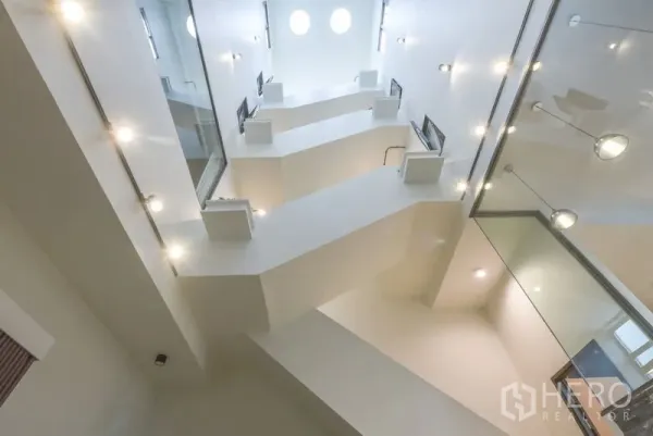 Home Office for rent or sale - Bright multi-level central atrium with contemporary lighting.