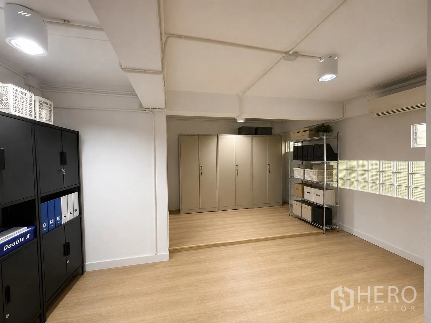 Office Space for rent in Phaya Thai, Bangkok - Office storage area with filing cabinets and wood flooring.