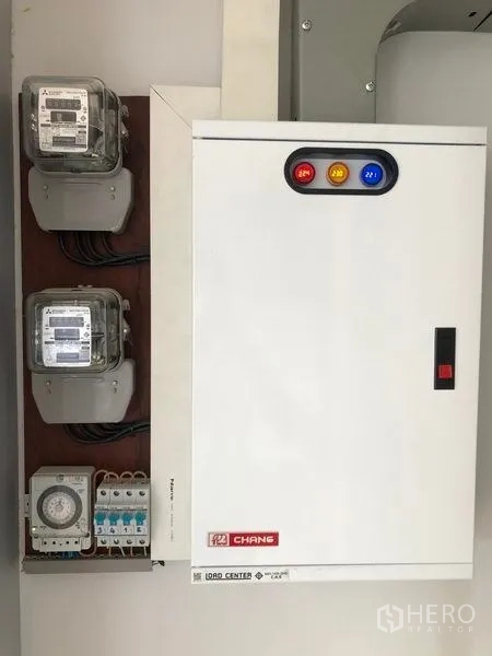 Office Space for rent in Lat Krabang, Bangkok - Electrical control panel and power meters installed for the office unit.