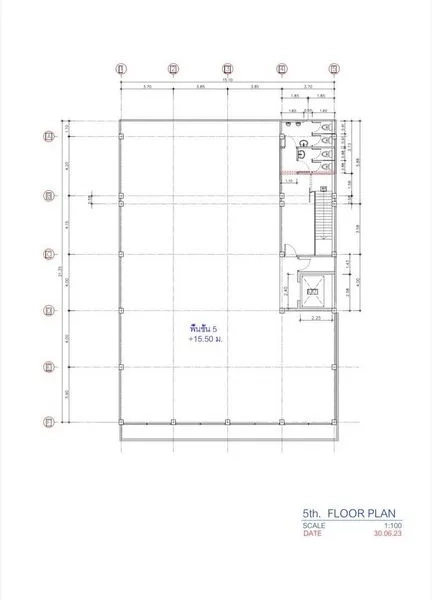Home Office for rent or sale in Wang Thonglang, Bangkok - Fifth-floor architectural plan layout of the building.