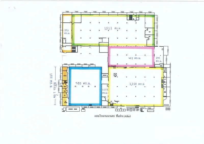 Factory for rent in Khlong Luang, Pathum Thani - Ground-floor plan diagram for the factory complex