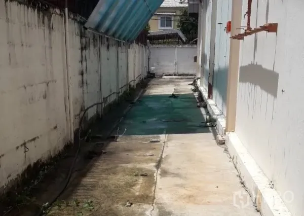 Warehouse for rent in Bang Sue, Bangkok - Paved side service lane beside the warehouse with drainage and boundary wall.