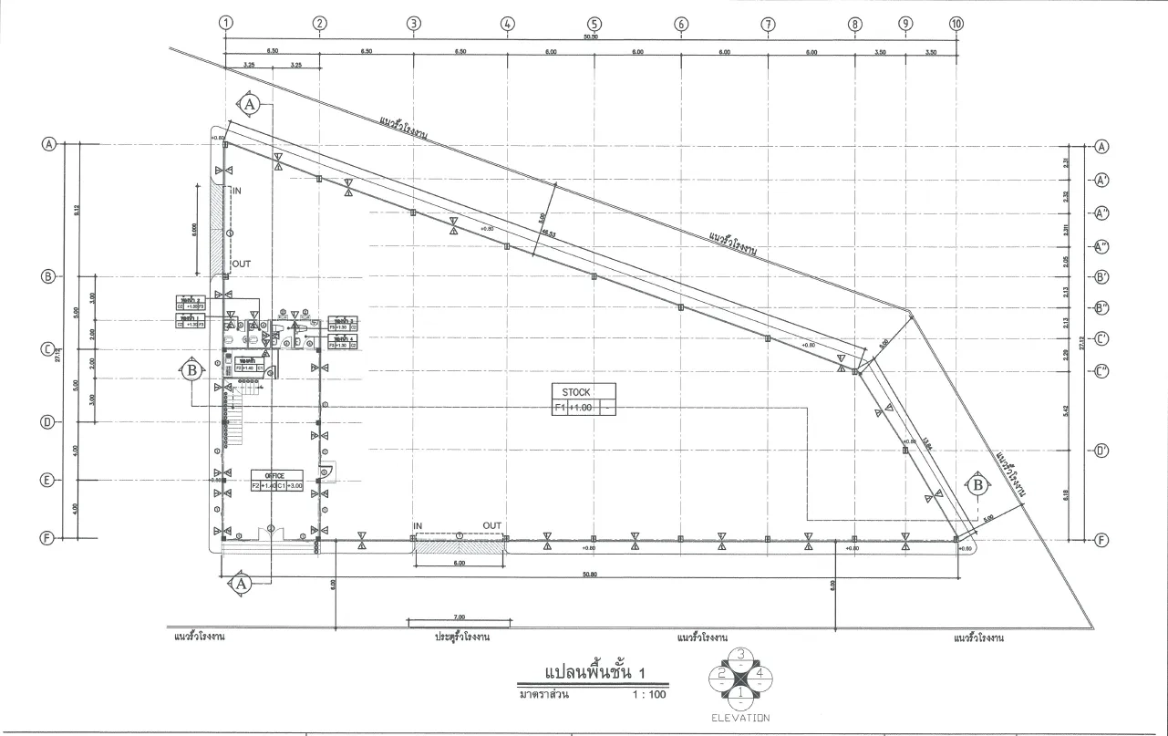 โรงงาน ให้เช่าในSamut Prakan - แบบแปลนผังโรงงานและสำนักงาน