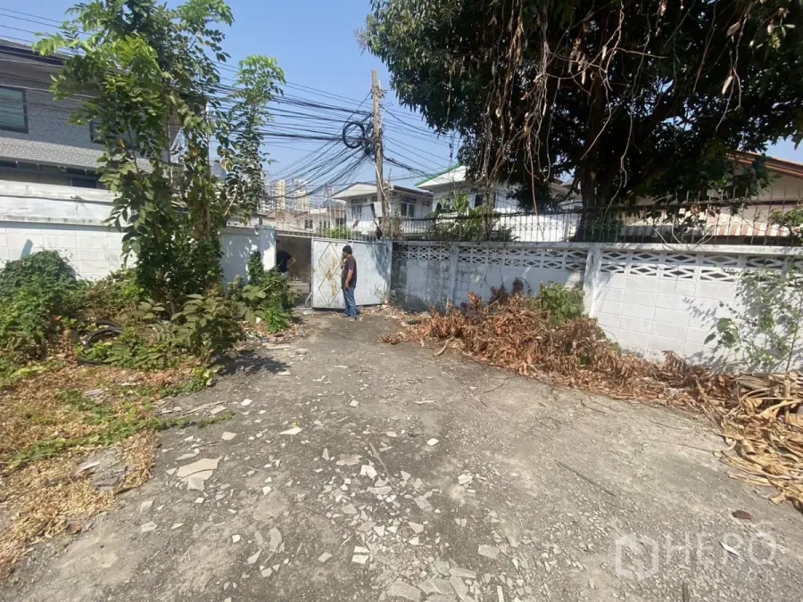 Land for rent in Khlong Toei, Bangkok - Walled entrance to a vacant land plot with concrete surface and mature trees in Khlong Toei, Bangkok.