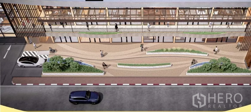 零售空间 出租在Khlong Toei, Bangkok - 鸟瞰带景观的人行步道，位于商铺前方