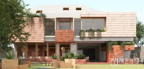 พื้นที่ขายปลีก ให้เช่าในWatthana, Bangkok - อาคารสมัยใหม่ผนังเทอร์ราคอตตา หน้าต่างบานใหญ่ พร้อมพื้นที่นั่งกลางแจ้ง