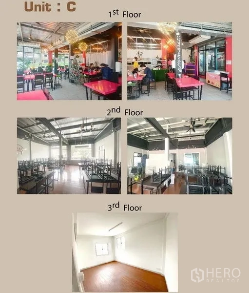 零售空间 出租在Khlong Toei, Bangkok - 三层开放式室内空间，落地窗，一层瓷砖地面，楼上木地板。