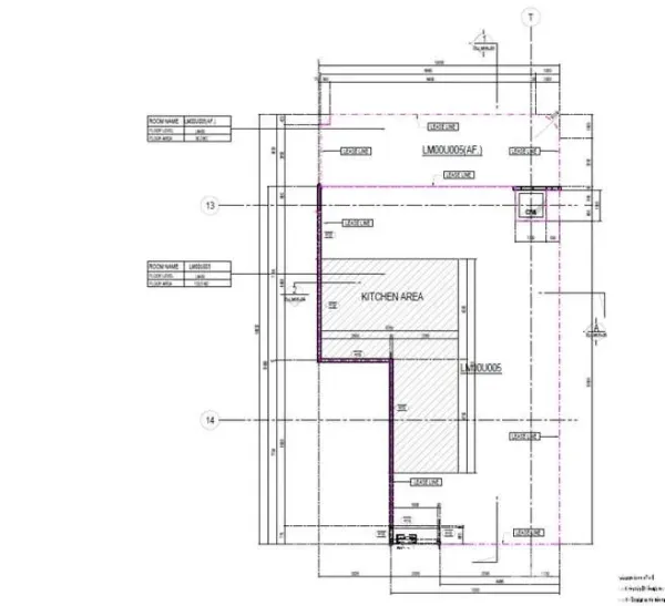 零售空间 出租 - 153平米零售铺面平面图，标注预留厨房区域与服务通道。